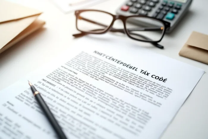 Documents fiscaux et stylo plume illustrant les formalités liées à l'article 790 G du Code Général des Impôts